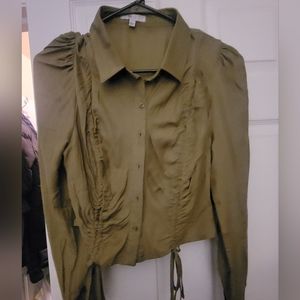 Women crop button up shirt